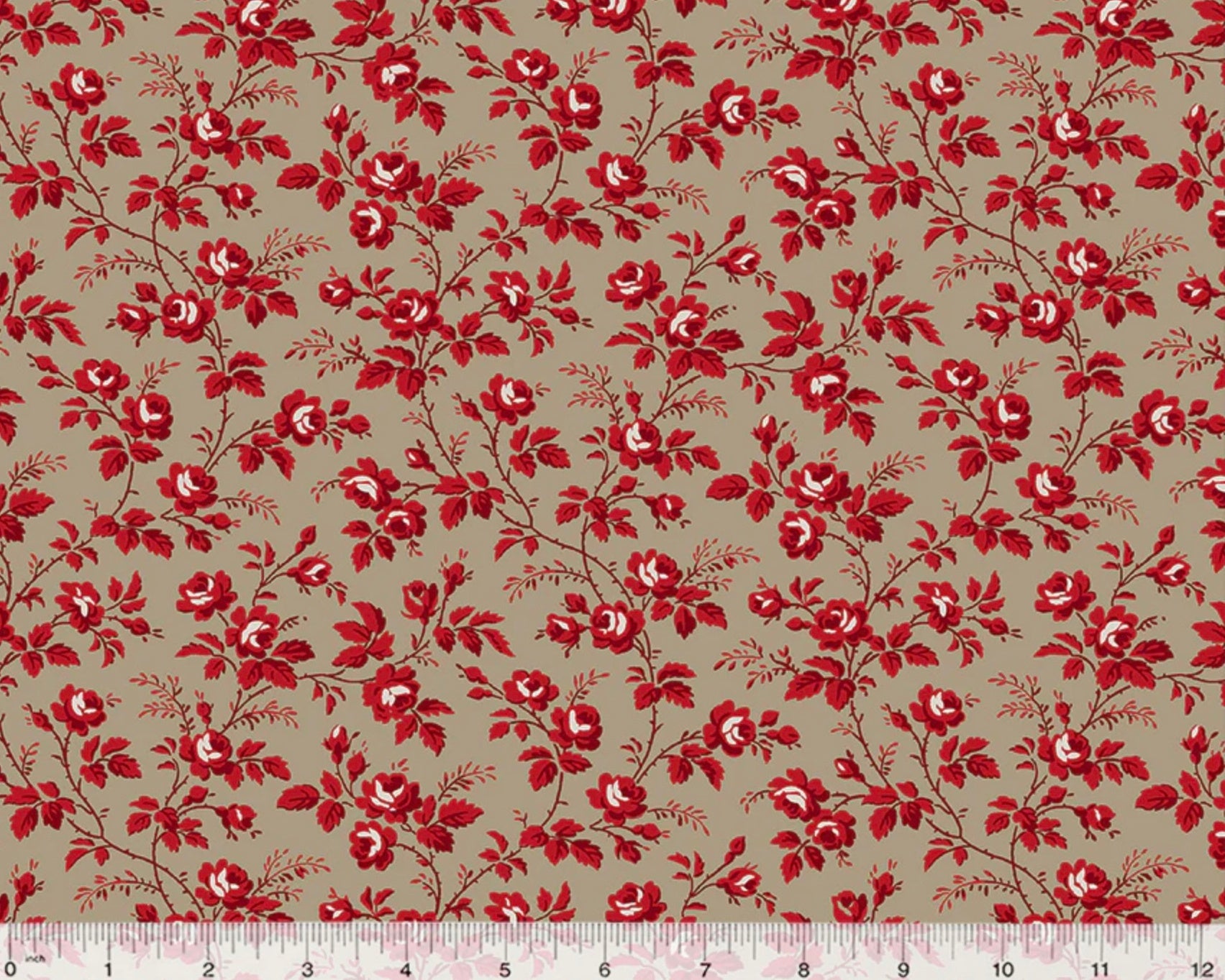 Sable and Scarlet - Flowering Vine Taupe from Windham Fabrics