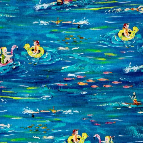 Seaside Summer - Swimming In The Bay Blue from 3 Wishes Fabric