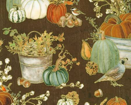 Warm Welcome - Pumpkins Walnut from Robert Kaufman Fabric
