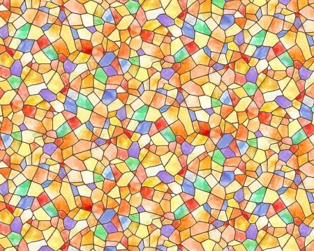 All Is Calm Fun - Stained Glass Tiles Multi from Timeless Treasures Fabric