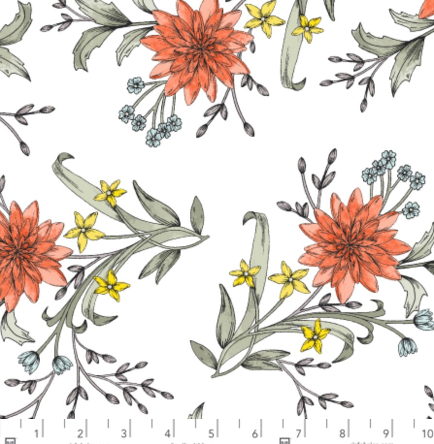 Dear Dahlia - Dahlia Floral White from RJR Fabrics