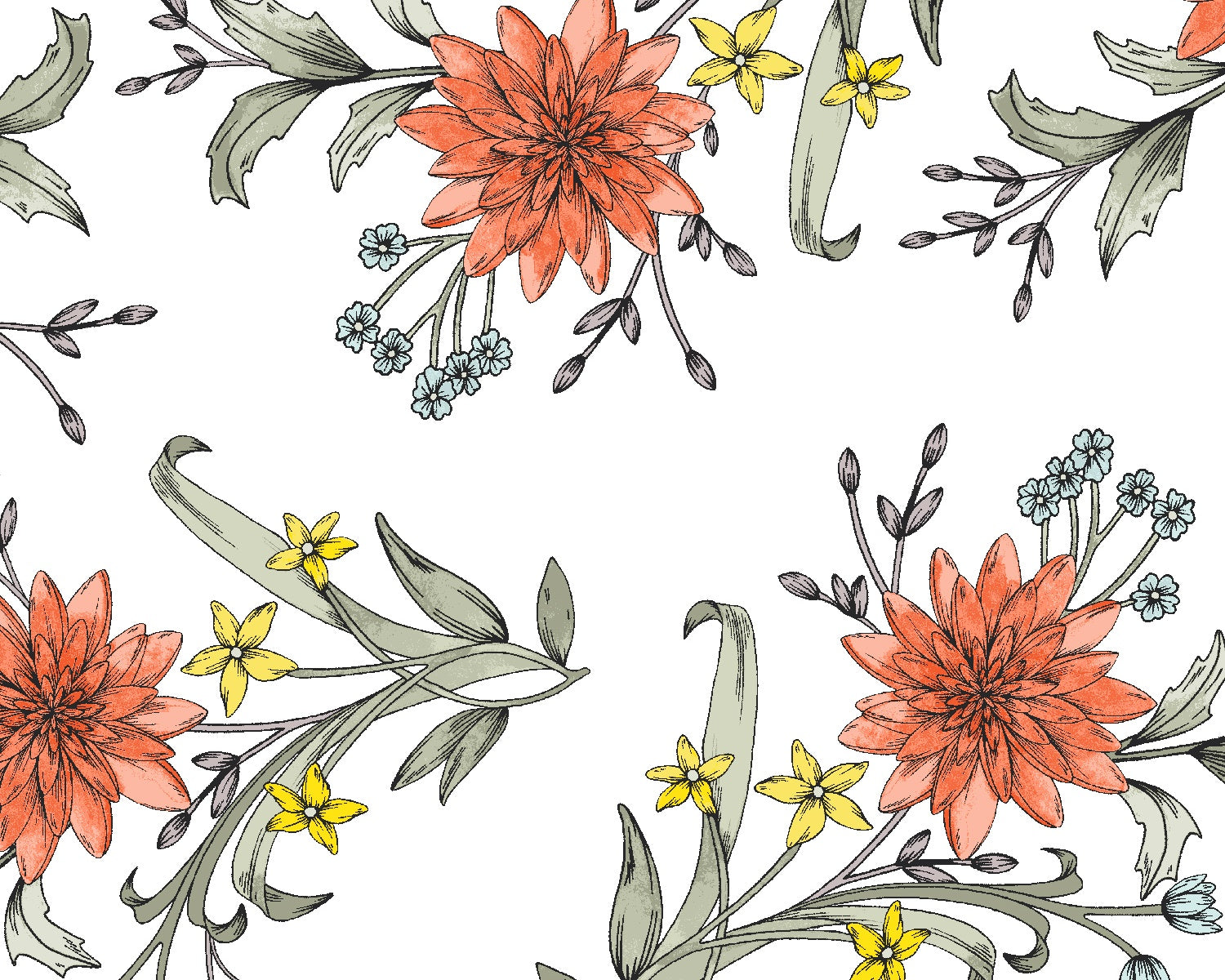 Dear Dahlia - Dahlia Floral White from RJR Fabrics