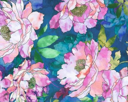 Watercolor Bella Blossoms - Peonies Hydrangea from Robert Kaufman Fabric