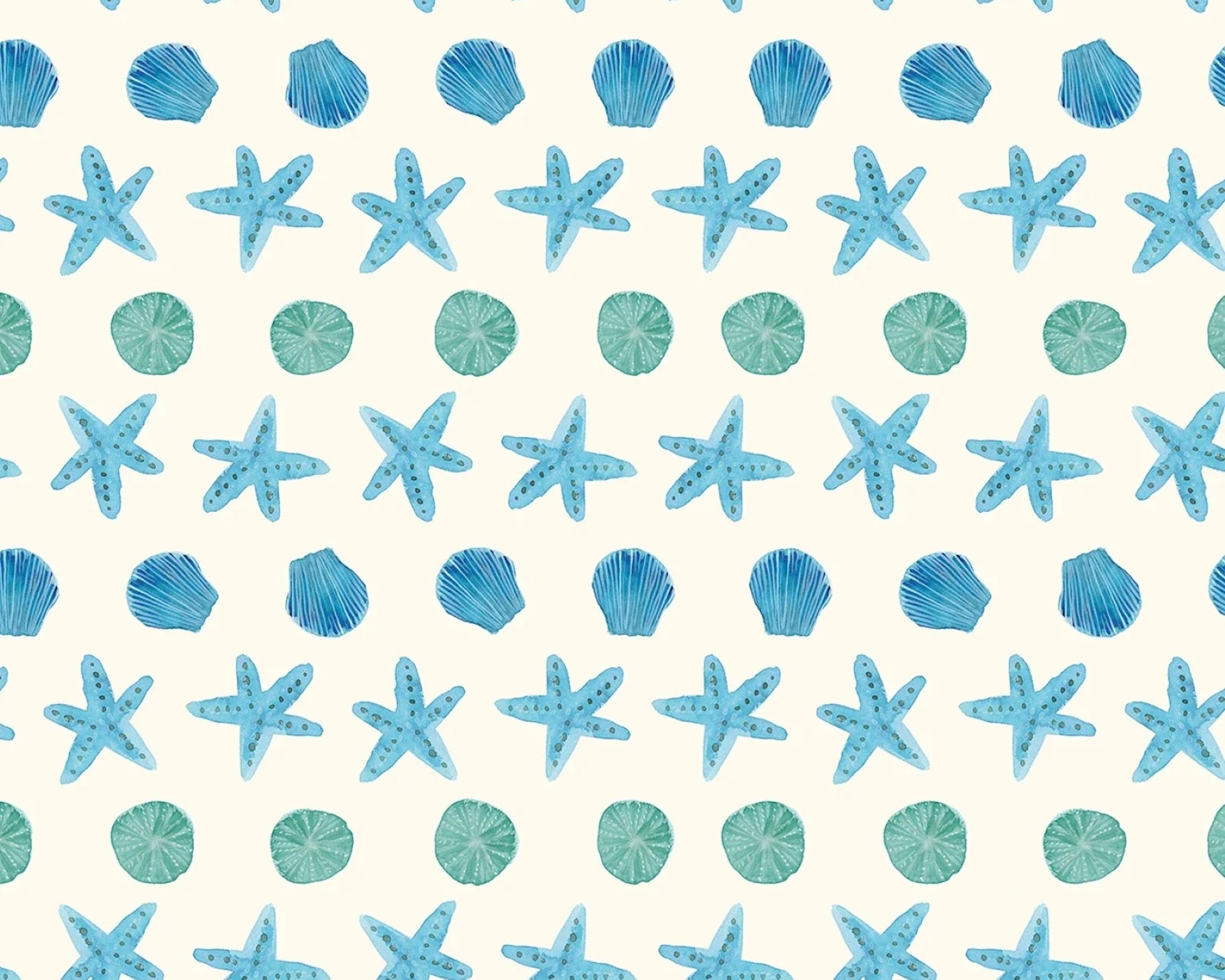 Under The Sea - Starfish Seashells Pacific from Lewis and Irene Fabric