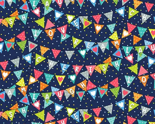 Baby Love - Pennants Flags Multi from Studio E Fabrics