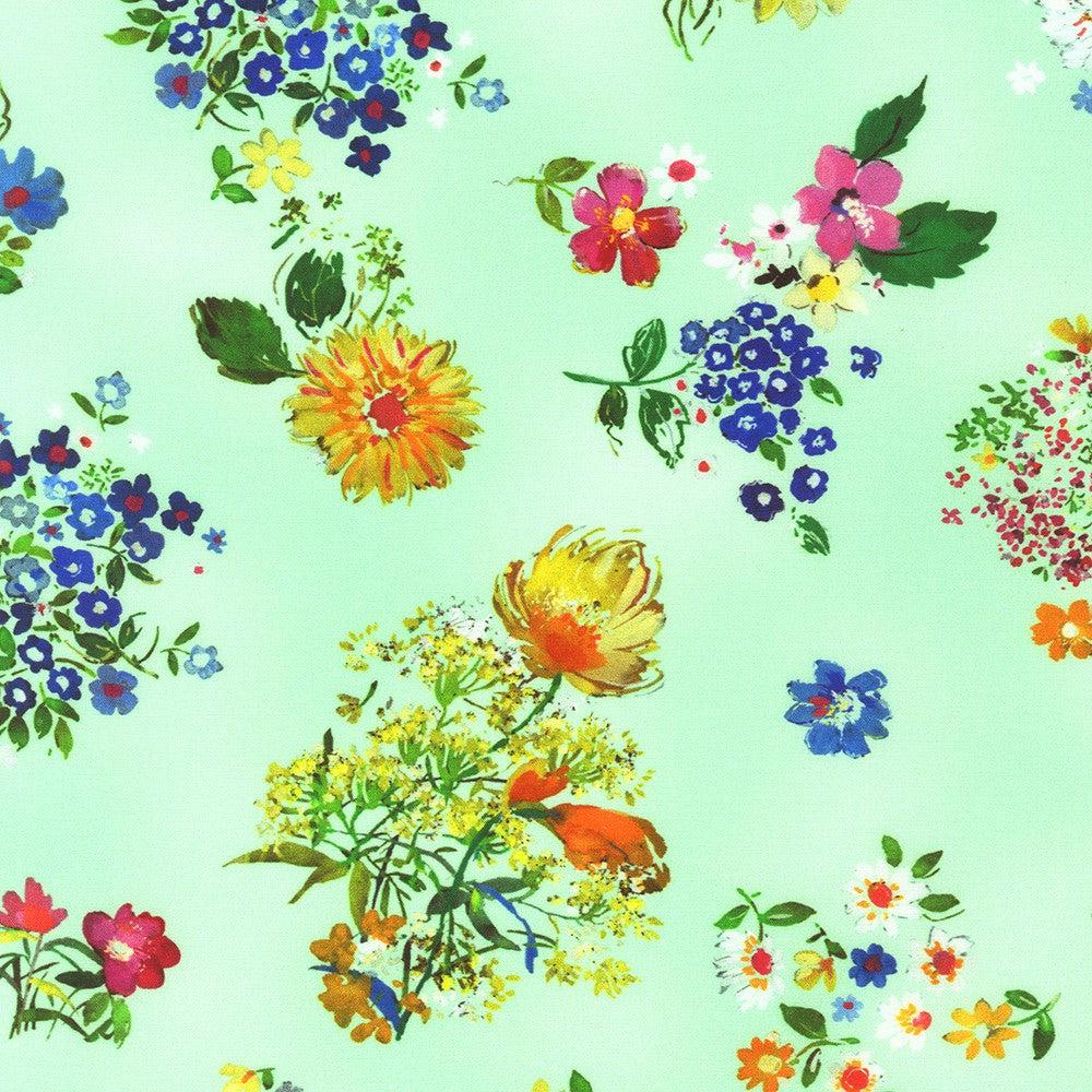 Joyful Meadows - Floral Bouquets Mint from Robert Kaufman Fabric