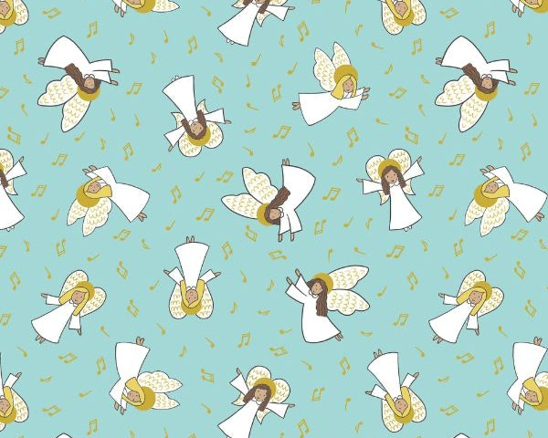 Away In A Manger - Angels Blue from Lewis and Irene Fabric