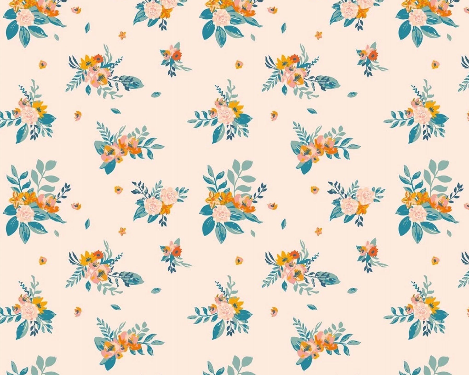 Stephanie Bouquets Lt Coral from Clothworks Fabric