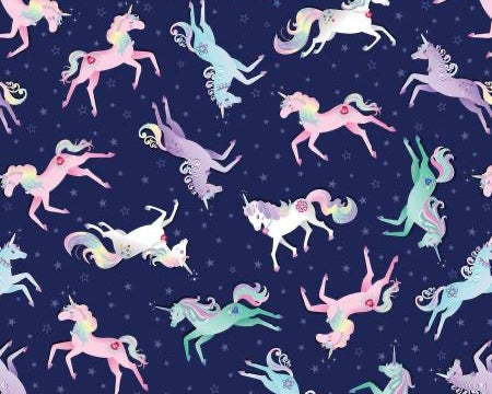 Fairytale Dreams - Magical Unicorns Navy from Benartex Fabrics