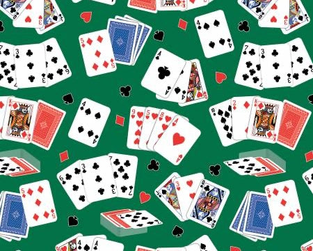 Let’s Play - Playing Cards Green from Benartex Fabrics