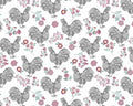 Chalk Barn - Chalk Paint Roosters Charcoal Rose from Benartex Fabrics