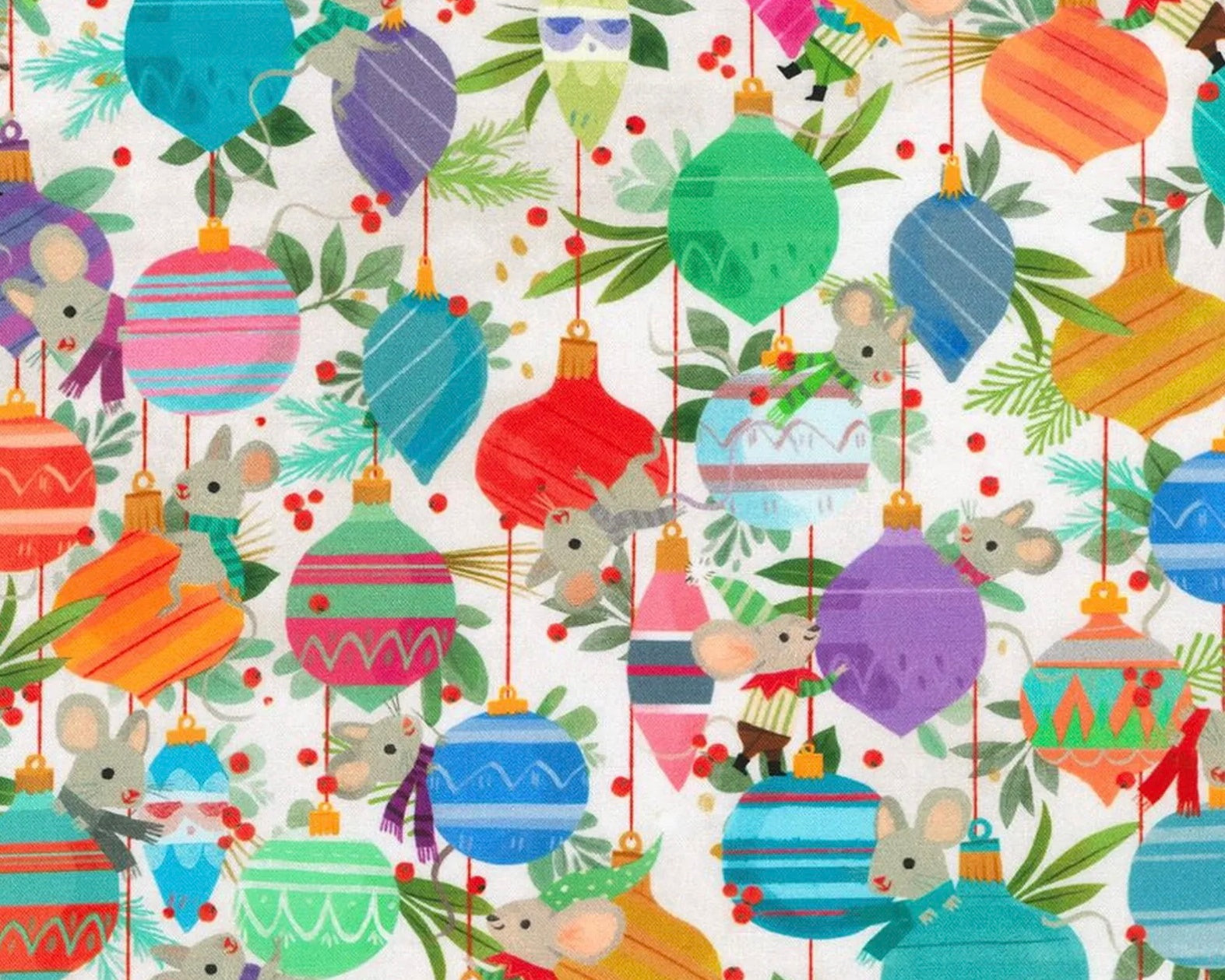 Jingle Pals - Ornaments Mice Sugar from Robert Kaufman Fabric
