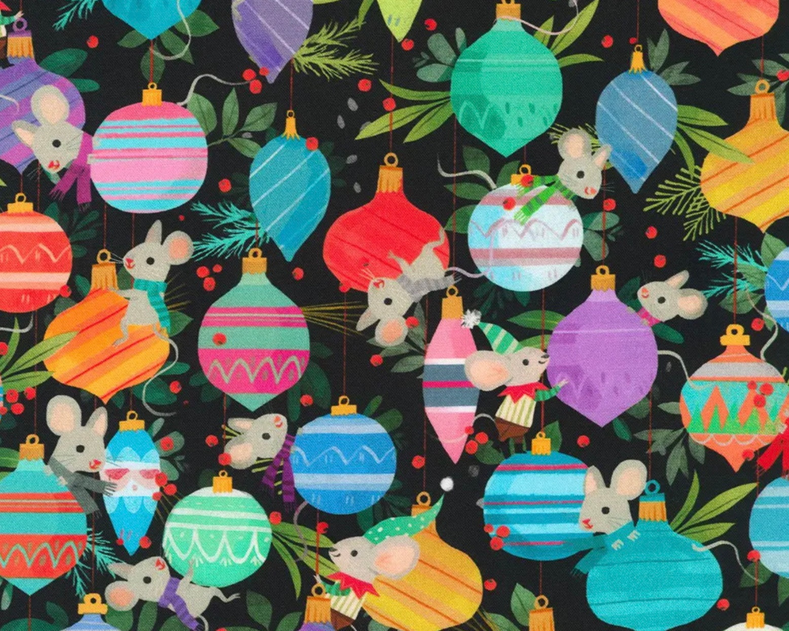 Jingle Pals - Ornaments Mice Licorice from Robert Kaufman Fabric