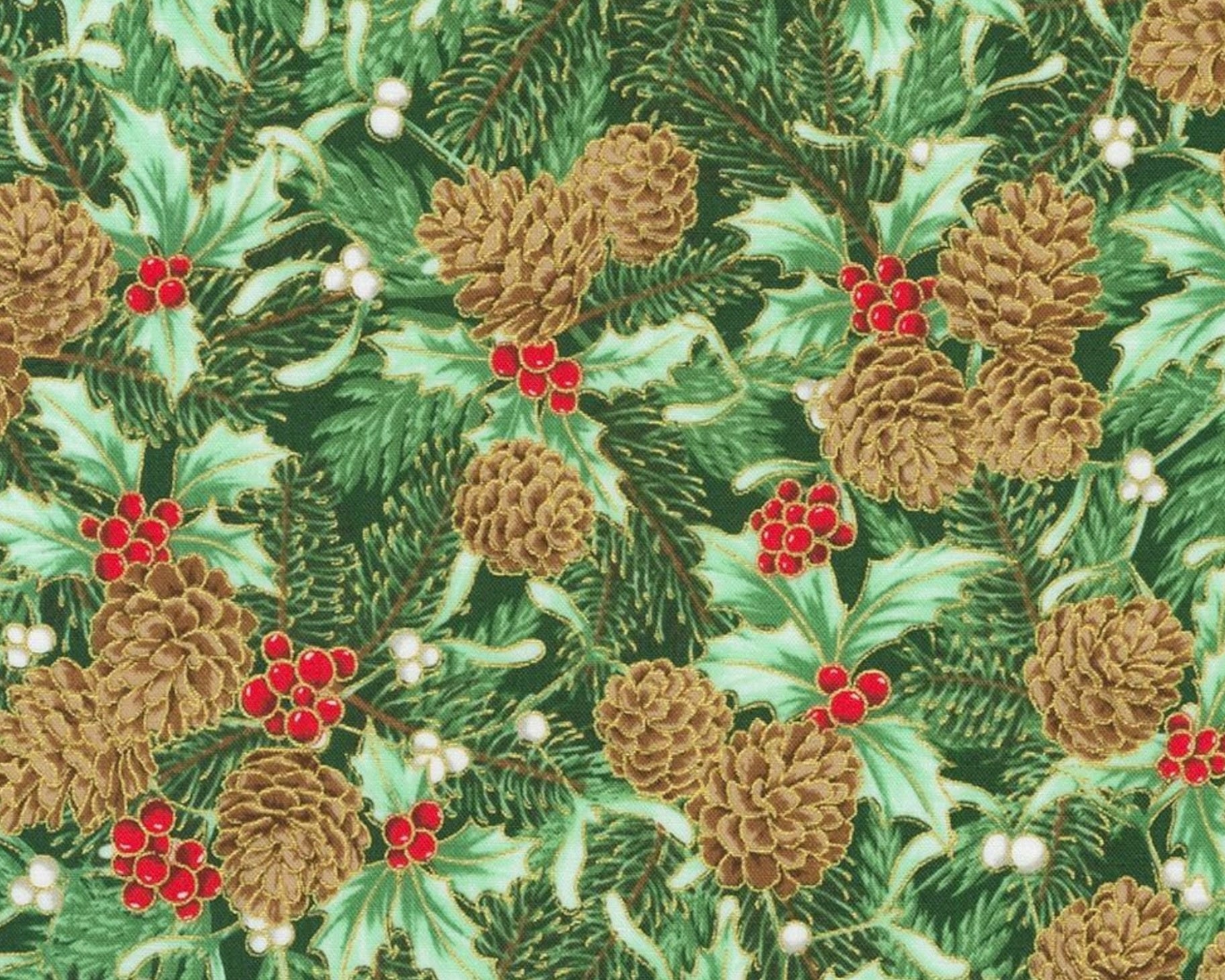 Holiday Flourish Festive Finery - Pine Cones Fresh Sage from Robert Kaufman Fabric