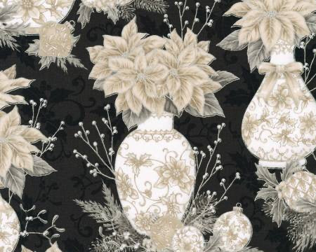 Holiday Flourish Festive Finery - Poinsettia Arrangement Vase Shadow from Robert Kaufman Fabric
