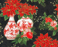 Holiday Flourish Festive Finery - Poinsettia Arrangement Vase Black from Robert Kaufman Fabric
