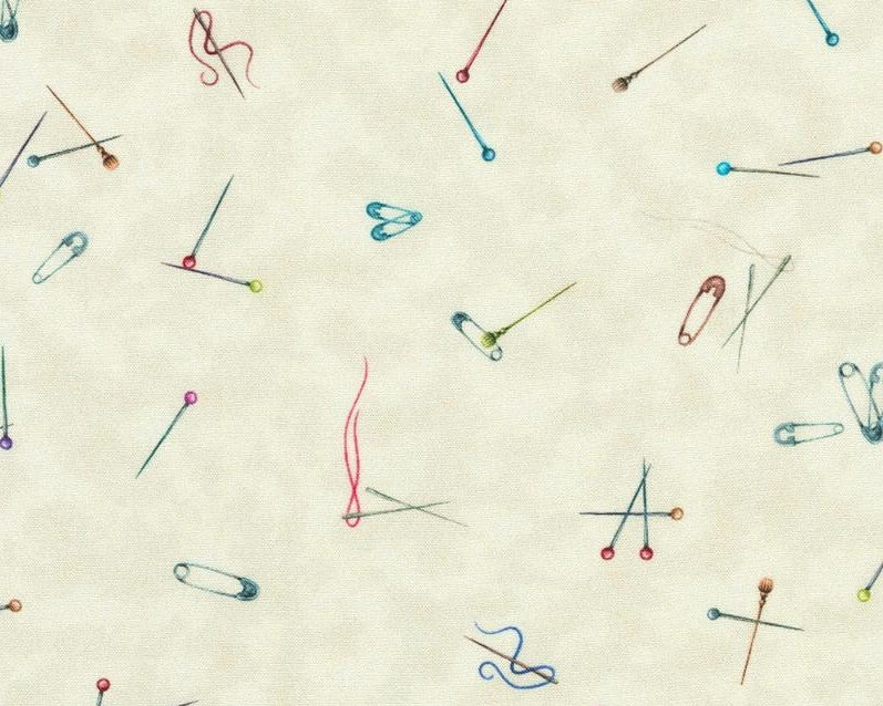 Make It Sew - Pins Vintage White from Robert Kaufman Fabric