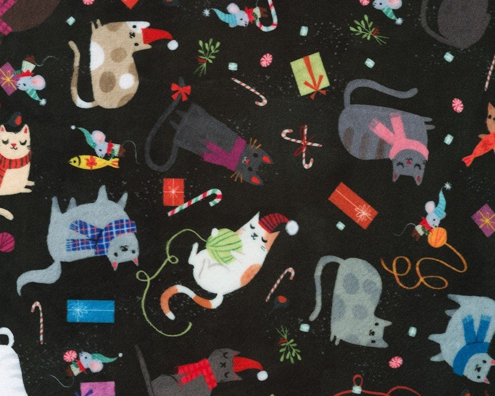 Cats Night Black MINKY from Robert Kaufman Fabric