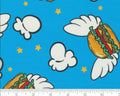 Snack Shark COATED - Flying Burgers Popcorn Blue Laminated from Moda Fabrics