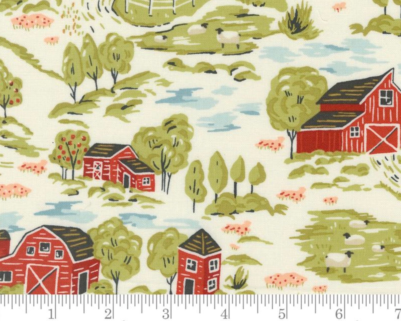 Farmstead - Vintage Farm Scene Natural from Moda Fabrics