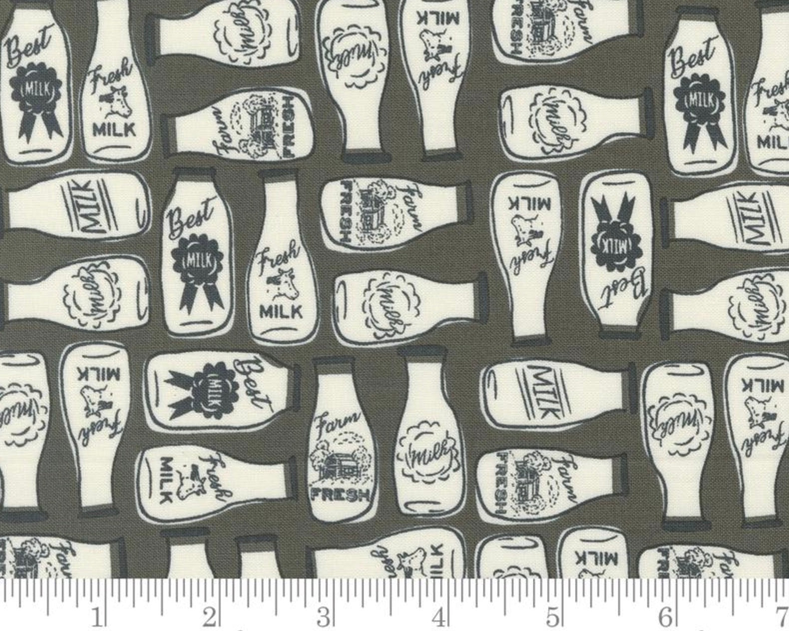 Farmstead - Milk Bottles Charcoal from Moda Fabrics