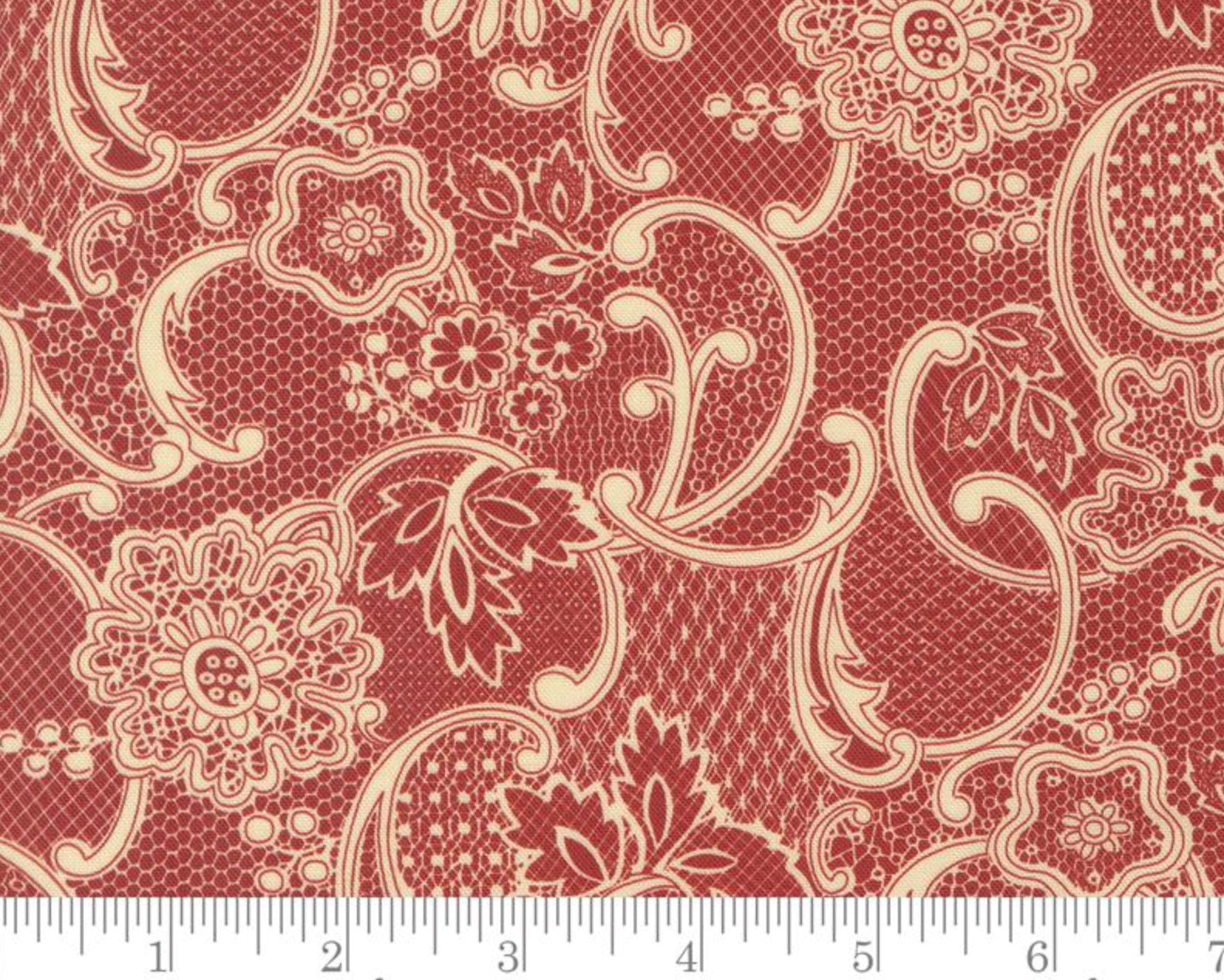 Lydias - Lace Florals Red Crimson from Moda Fabrics