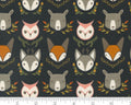 Woodland Wonder - Bobble Heads Animals Midnight Black from Moda Fabrics