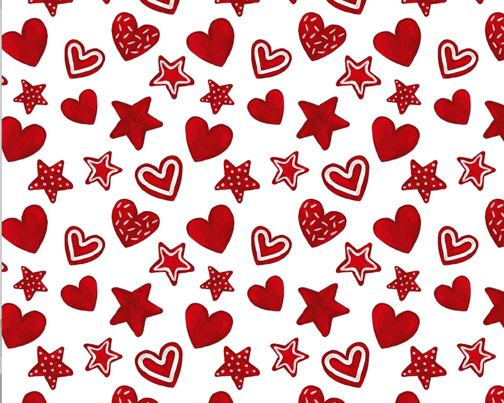 Penguin Party - Let’s Celebrate Hearts Stars White from Camelot Fabrics