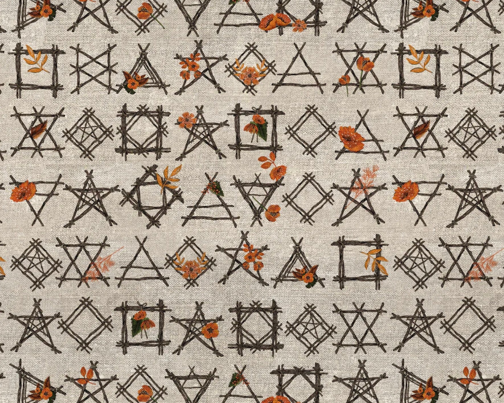 Wicked Garden - Ritual Charms Cream from Camelot Fabrics