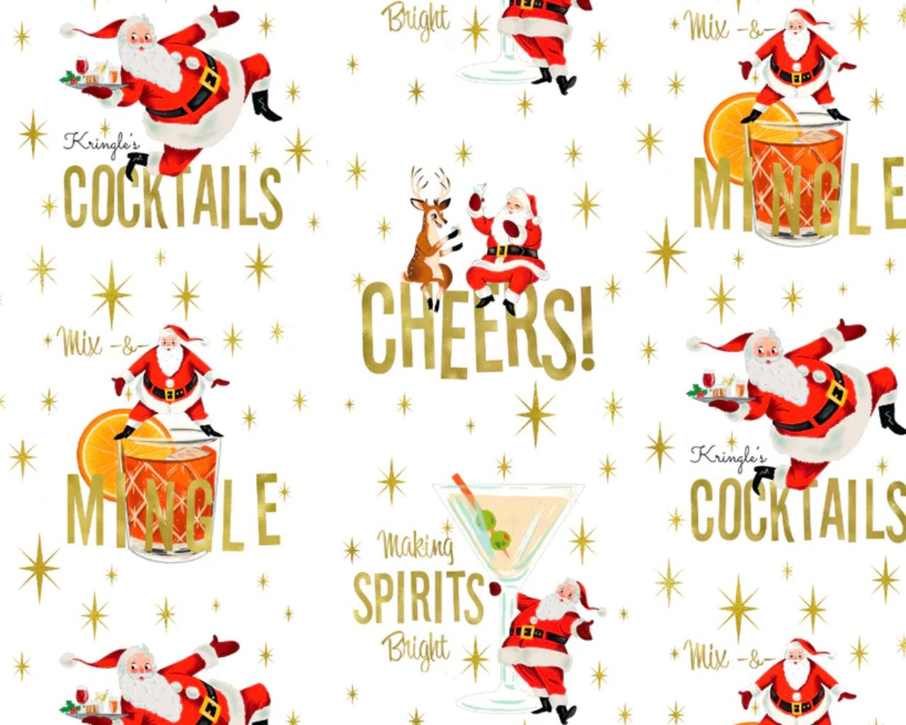North Pole Social Club - Santa Social Club White from Camelot Fabrics