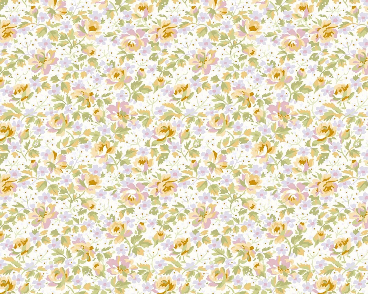 Grand Entrance - Packed Floral Cream Metallic from Maywood Studio Fabric