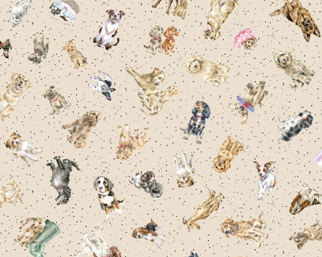Whiskers and Paws - Tossed Dogs Cream from Maywood Studio Fabric