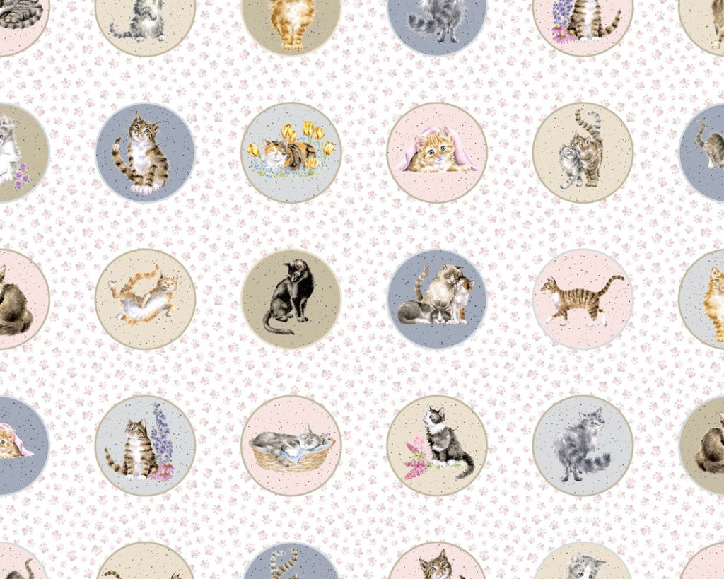 Whiskers and Paws - Running Circles Cats Multi from Maywood Studio Fabric