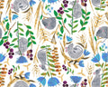 Summer Splash - Field Mice Grey by Tracey English from Clothworks Fabric