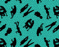 Diners and Drive Ins - People Silhouettes Turquoise from Blank Quilting Corporation Fabrics
