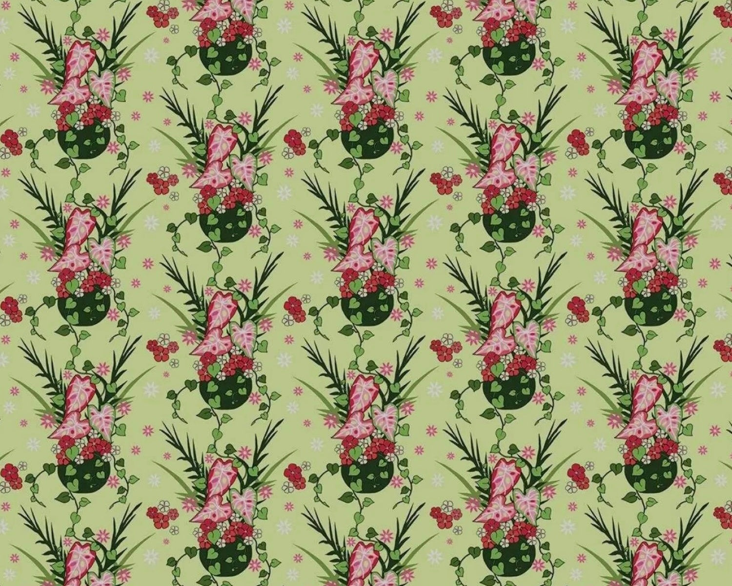 Caladium - Patio Pot Green from Dandelion Fabric and Co.