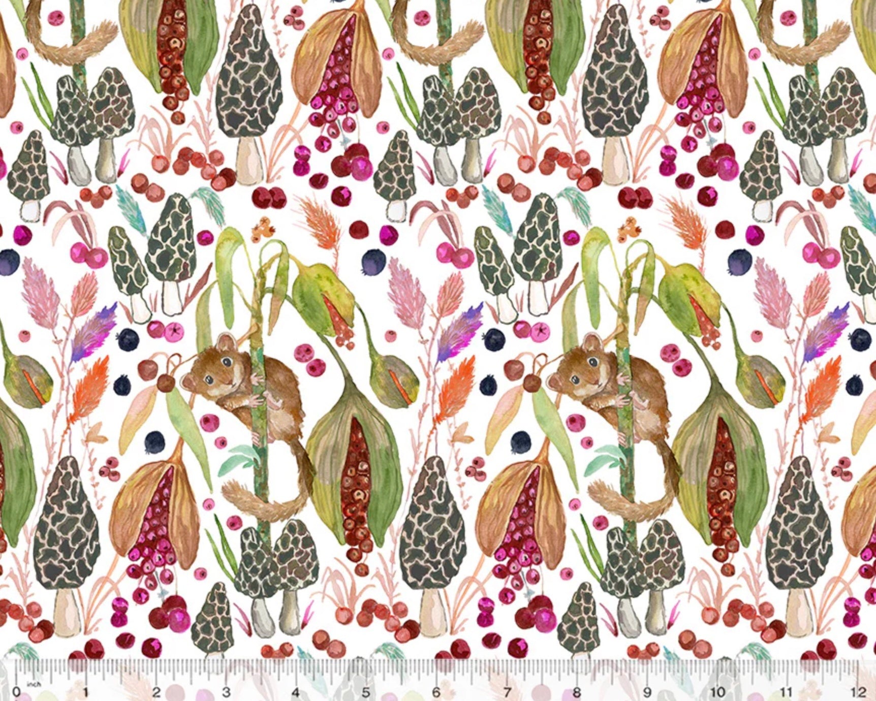 Forest Fruits - Little Dormouse White by Betsy Olmsted from Windham Fabrics