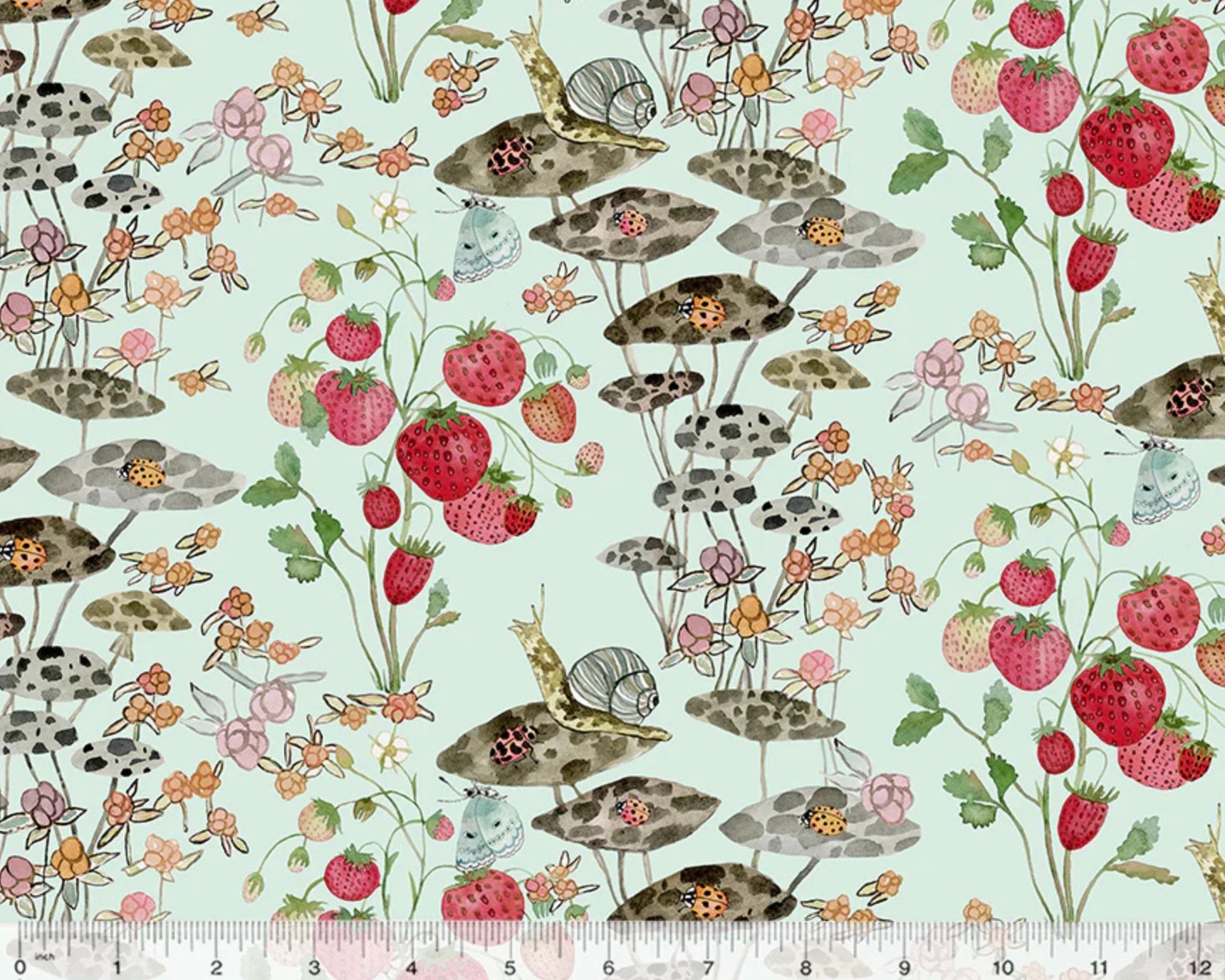 Forest Fruits - Sneaky Snail Seafoam by Betsy Olmsted from Windham Fabrics