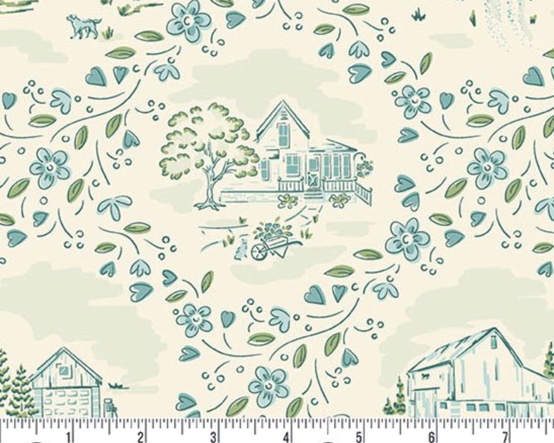 Heartland - Heartland Scenic Cream Blue from Andover Fabrics