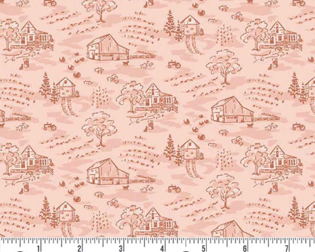 Heartland - Little Toile Peachy Pink from Andover Fabrics