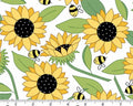 Sunny Honey - Blooms Abuzz Bees White from Andover Fabrics