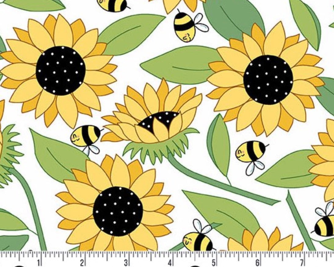 Sunny Honey - Blooms Abuzz Bees White from Andover Fabrics