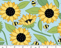 Sunny Honey - Blooms Abuzz Bees Blue from Andover Fabrics