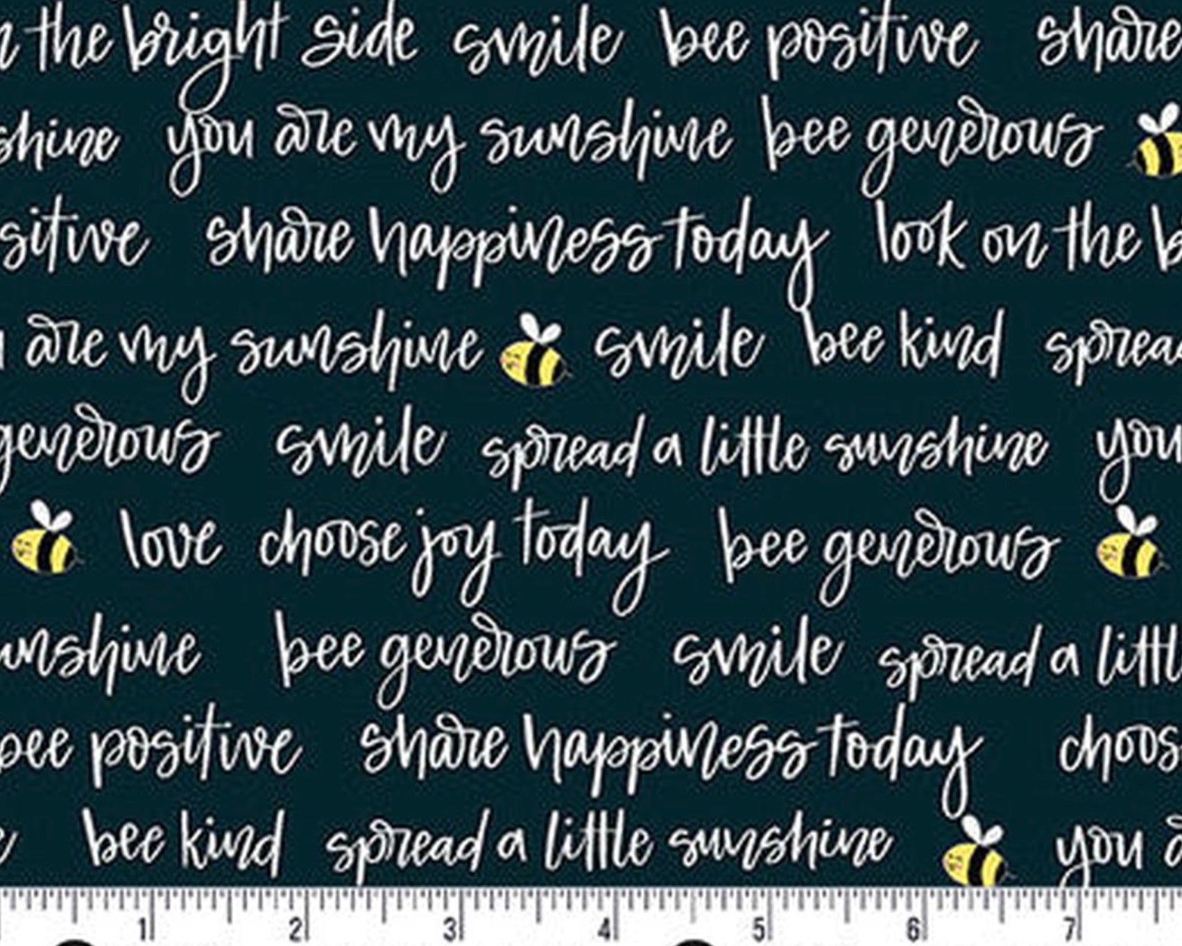 Sunny Honey - Bee Positive Words Black from Andover Fabrics