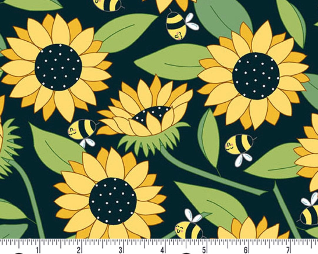 Sunny Honey - Blooms Abuzz Bees Black from Andover Fabrics
