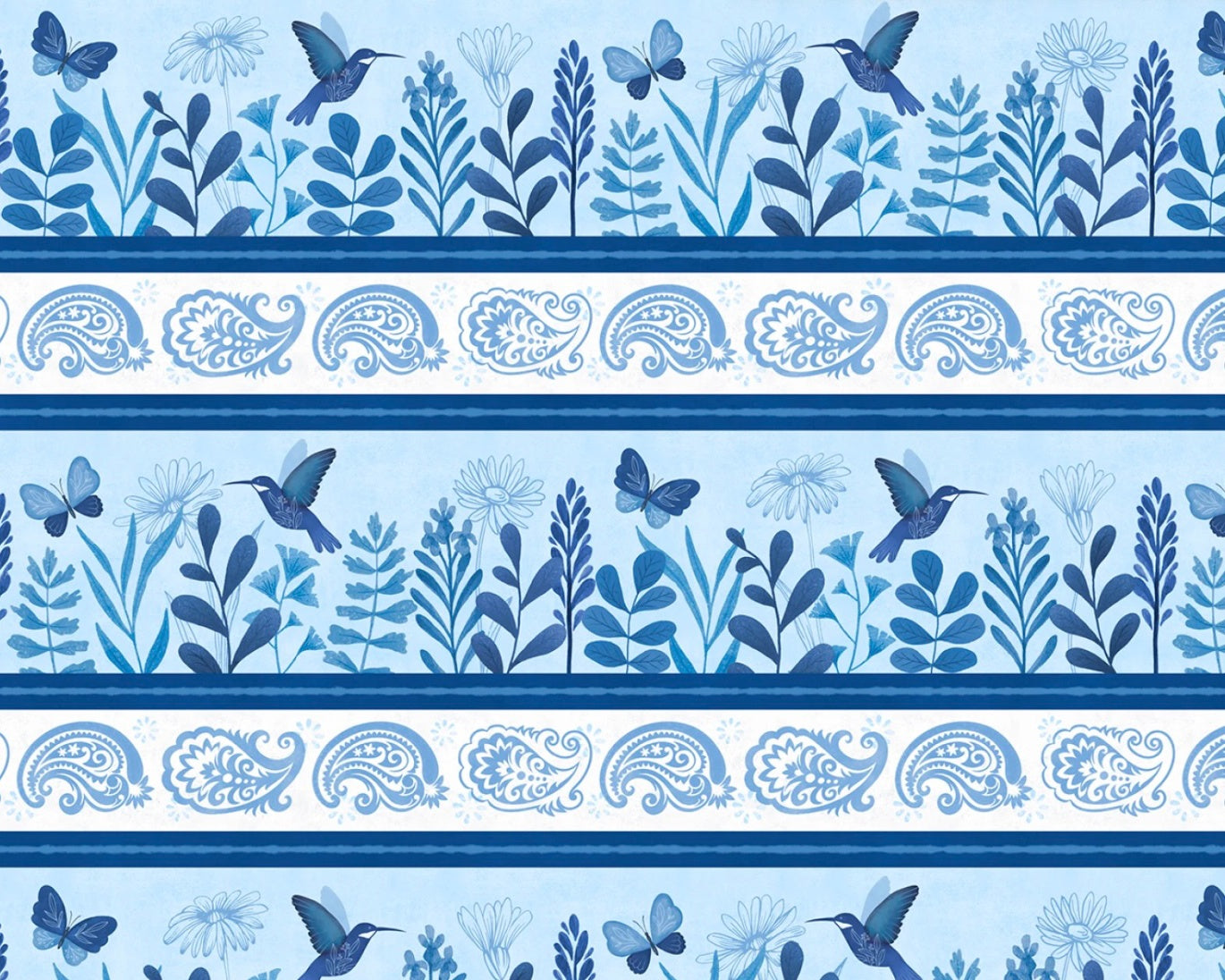 Blissful Blues - Repeating Stripes Blue from Wilmington Prints Fabric