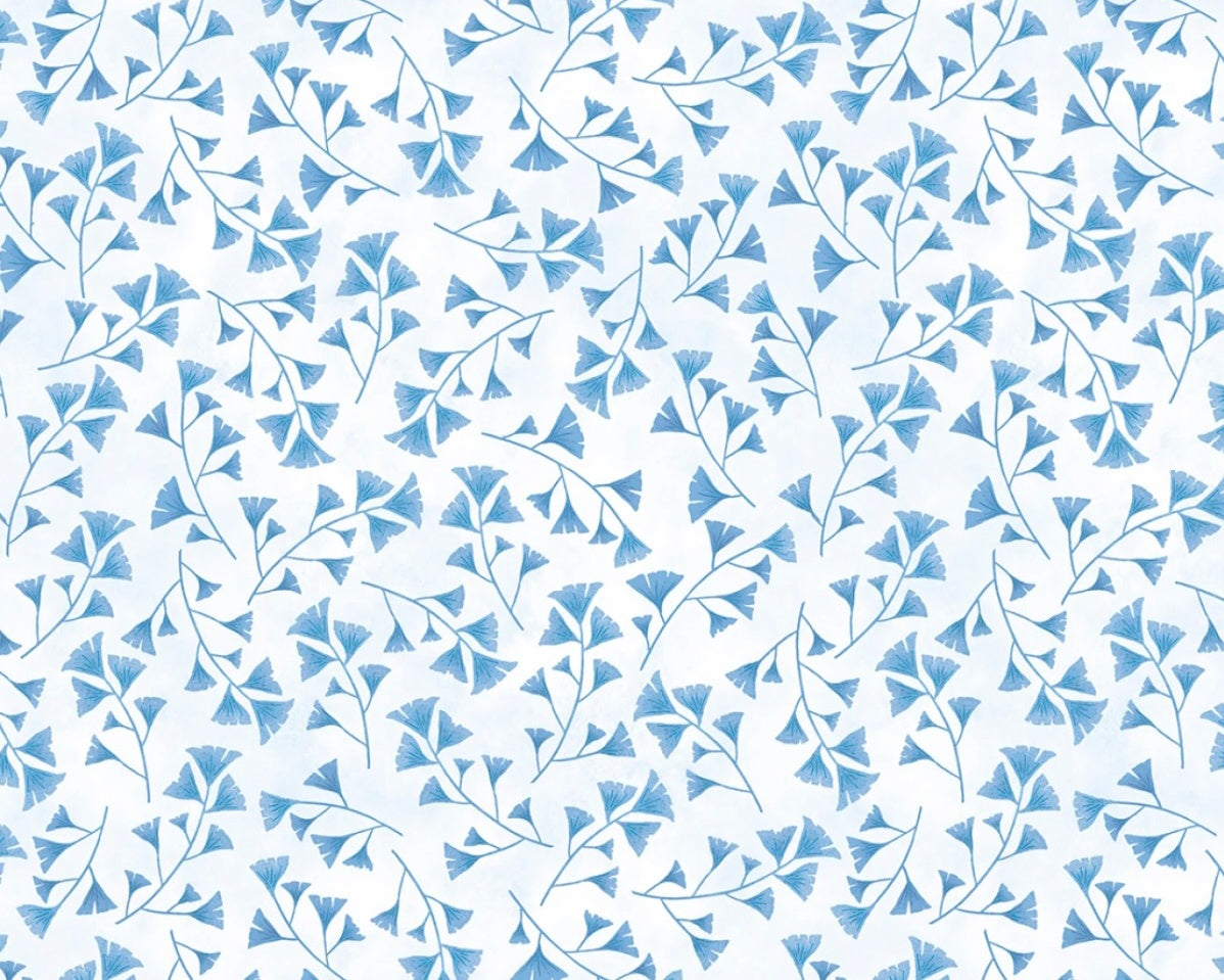 Blissful Blues - Ferns All Over White from Wilmington Prints Fabric