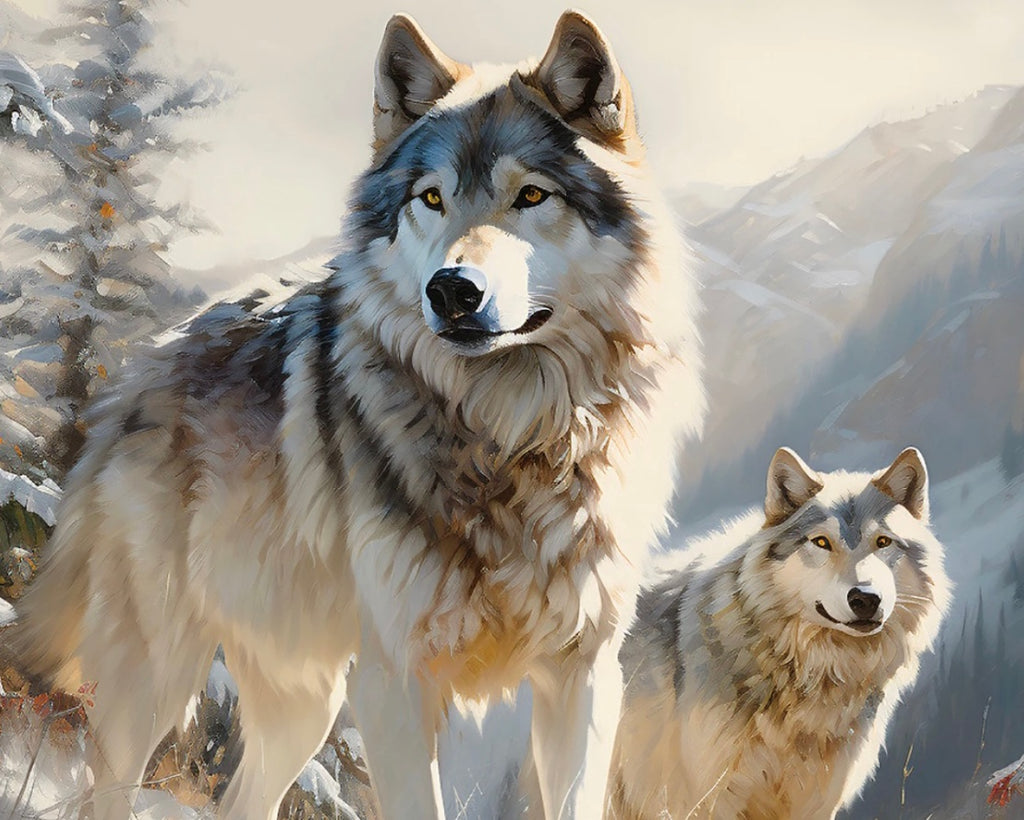 Wolf Pair In Winter PANEL 36 Inches from David Textiles Fabrics