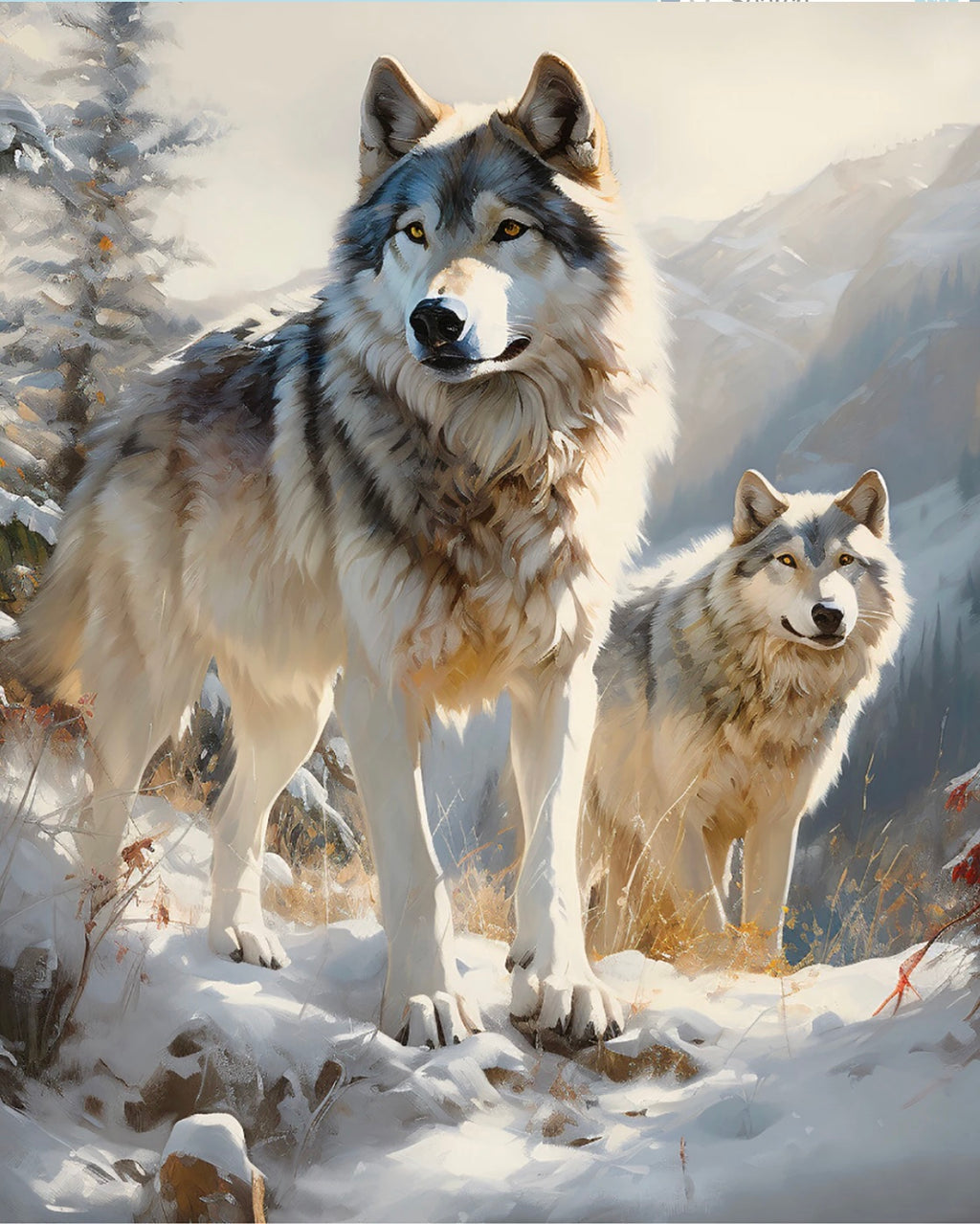 Wolf Pair In Winter PANEL 36 Inches from David Textiles Fabrics
