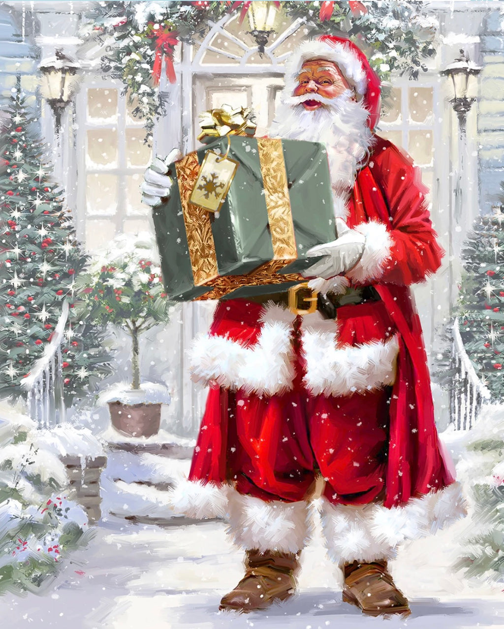 Santa and His Gift PANEL 36 Inches from David Textiles Fabrics